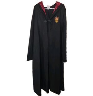 Harry Potter Hooded Hogwarts Crest Cloak L/XL Black/Red Lined Gryffindor Robe